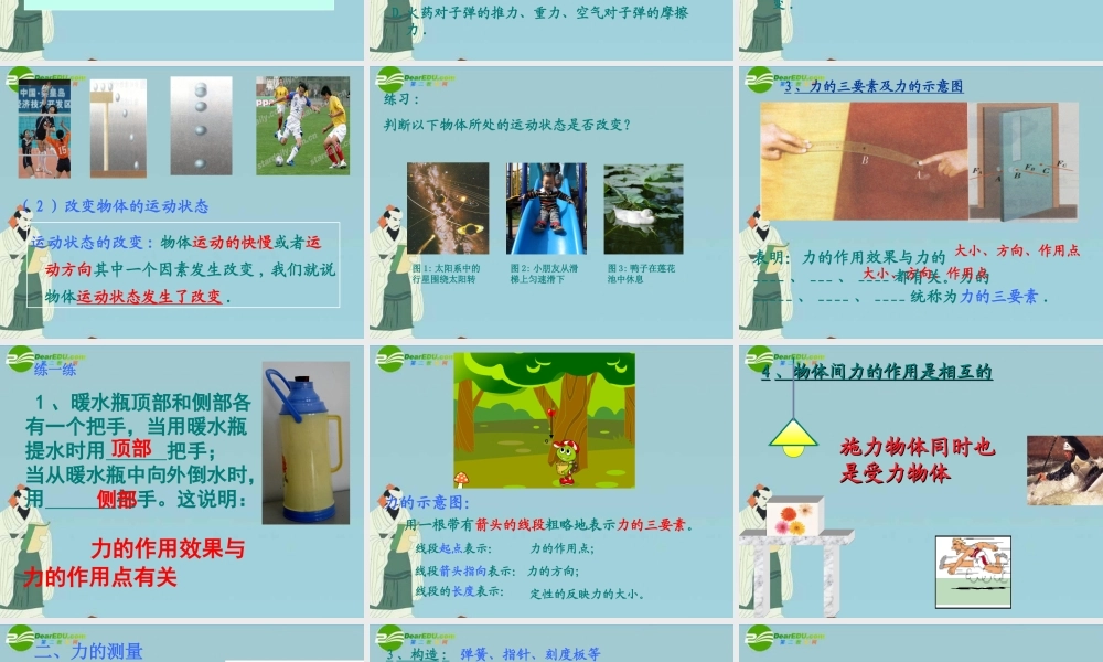 中考物理复习 专题三 运动和力 第二课时 力课件 苏科版 课件