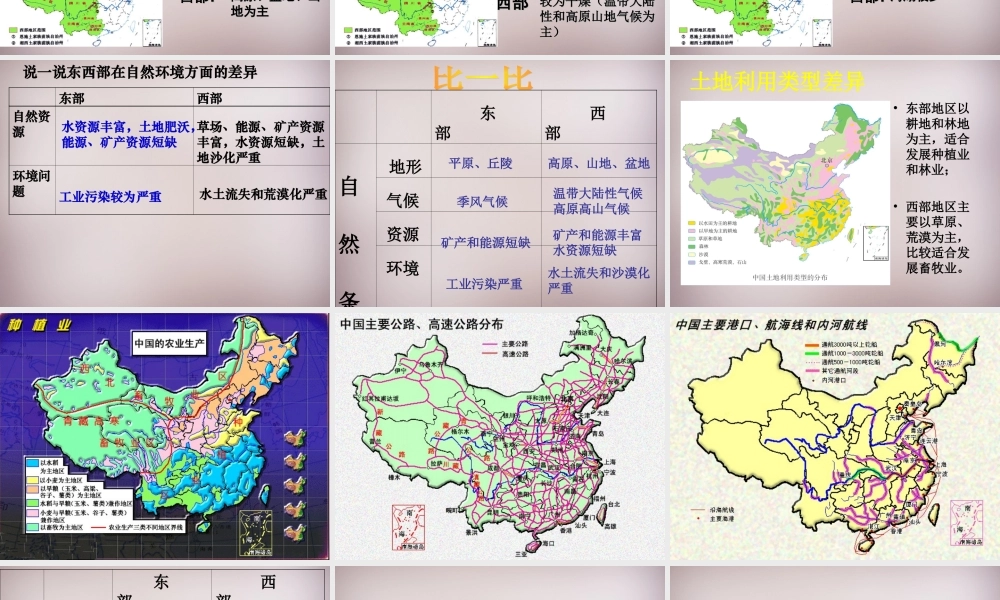 七年级历史与社会下册 第五单元 第3课 第2框(东部和西部差异显著)课件 人教版 课件
