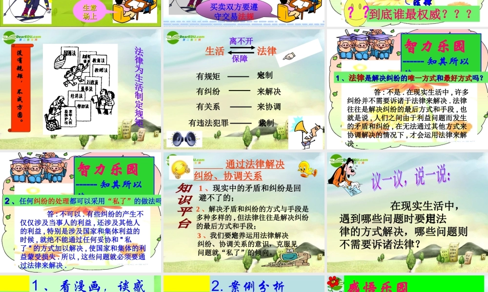 七年级思想品德上册 第五单元第二节(生活离不开法律)课件 湘师版 课件