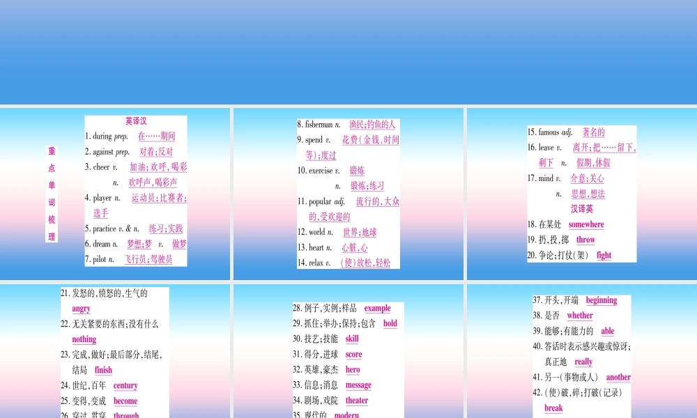 中考英语准点备考 第一部分 教材系统复习 考点精讲五 八上 Unit 1课件