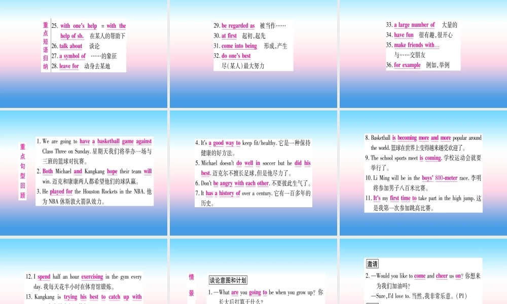 中考英语准点备考 第一部分 教材系统复习 考点精讲五 八上 Unit 1课件