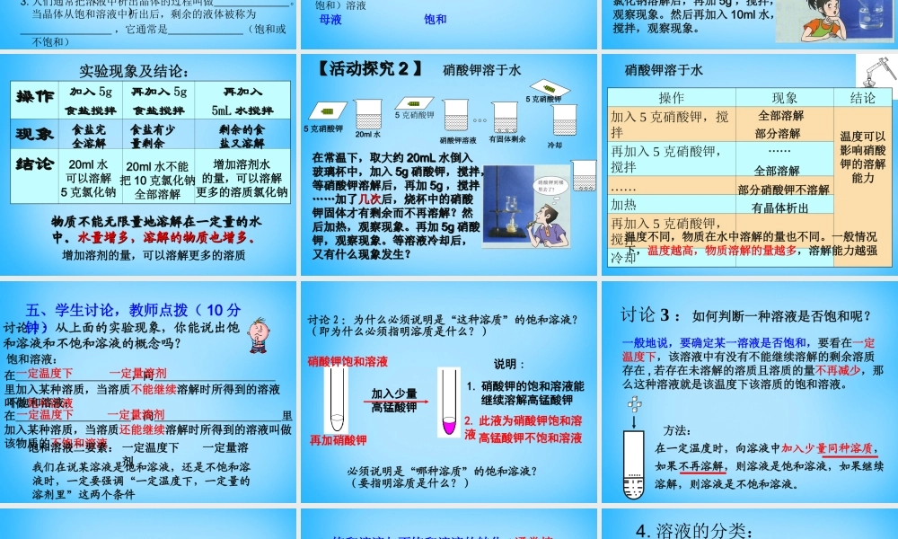 九年级化学下册 92 溶解度课件1 新人教版 课件