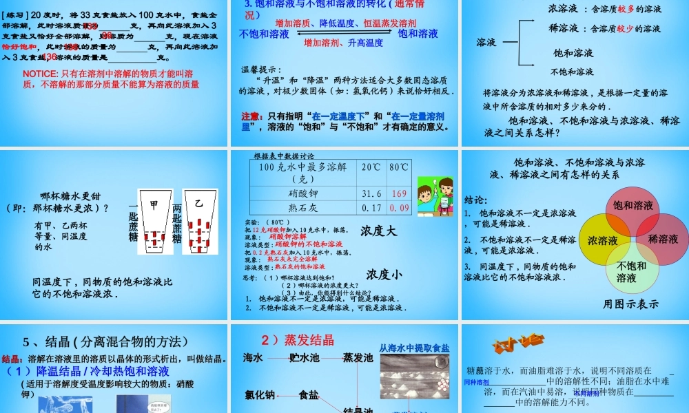 九年级化学下册 92 溶解度课件1 新人教版 课件