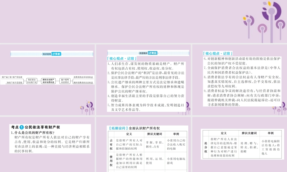 中考道德与法治总复习 八上 第五单元 拥有合法财产 保护消费权益课件