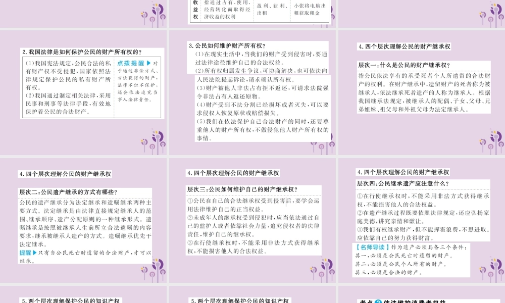 中考道德与法治总复习 八上 第五单元 拥有合法财产 保护消费权益课件