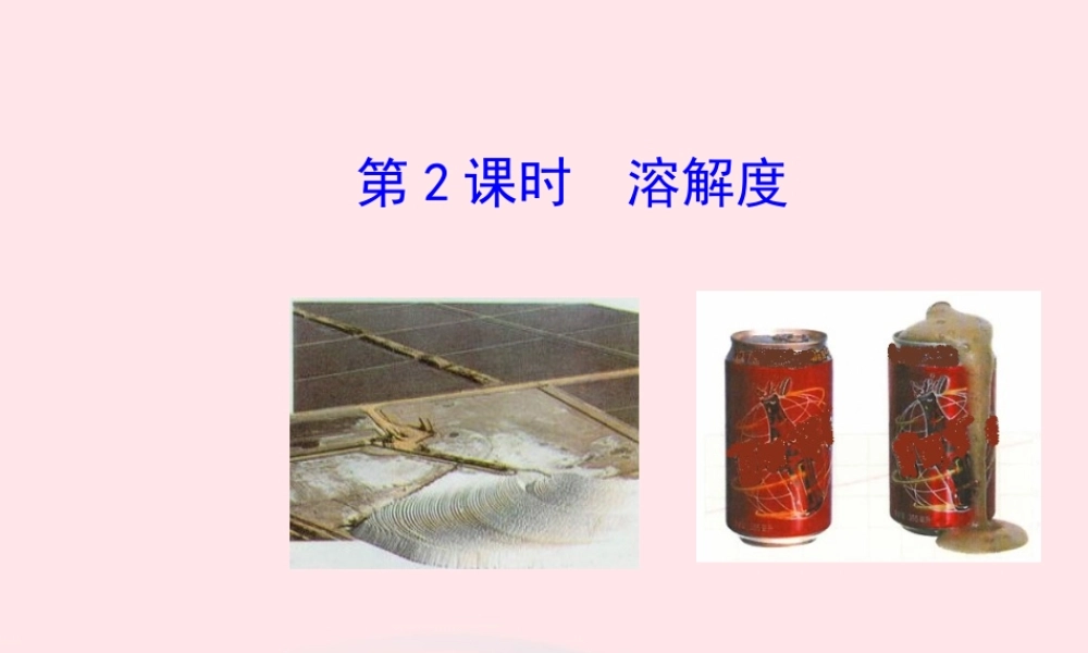 九年级化学下册 第九单元 溶液 课题2 溶解度第2课时溶解度课件 新人教版 课件