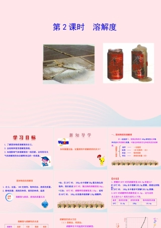 九年级化学下册 第九单元 溶液 课题2 溶解度第2课时溶解度课件 新人教版 课件