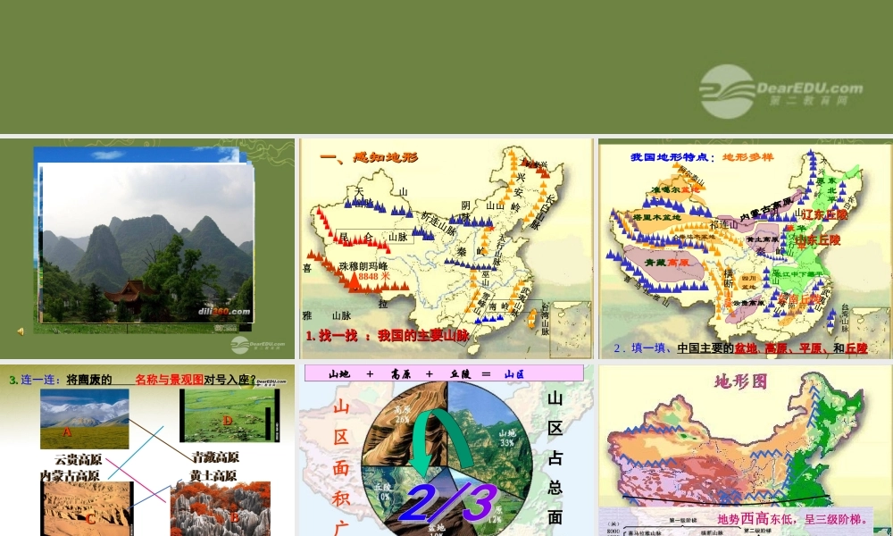 七年级历史与社会上册 第二单元第二课第二框复杂多样的地形课件 人教版 课件