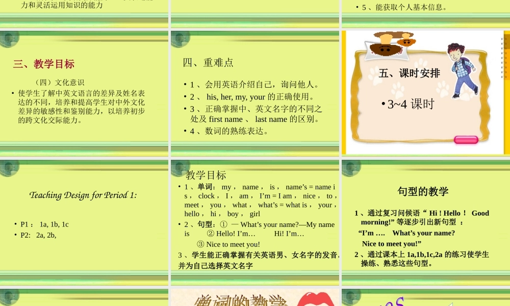 Unit1 说课课件 人教版七年级英语上册Unit1 My name's Gina课件