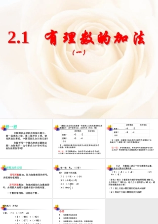 2.1  有理数的加法(一) 浙江省初一数学(上)全部课件整理 浙教版