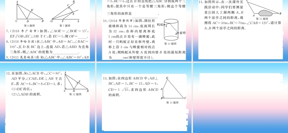 (课标版通用)中考数学一轮复习 第4章 图形的初步认识与三角形 第17节 直角三角形及勾股定理习题课件