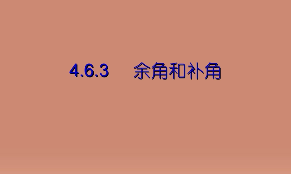 七年级数学上册 4.6.3 余角和补角课件 (新版)华东师大版 课件