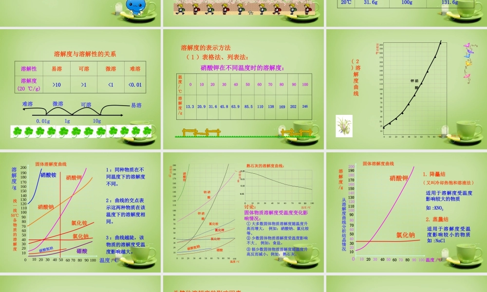 九年级化学下册 第9单元 课题2 溶解度 第2课时 溶解度课件 (新版)新人教版 课件