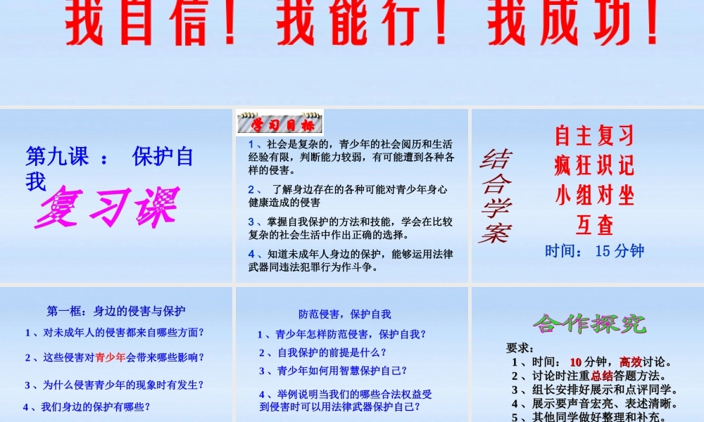 七年级政治上册 第九课学会自我保护复习课课件 人教新课标版 课件