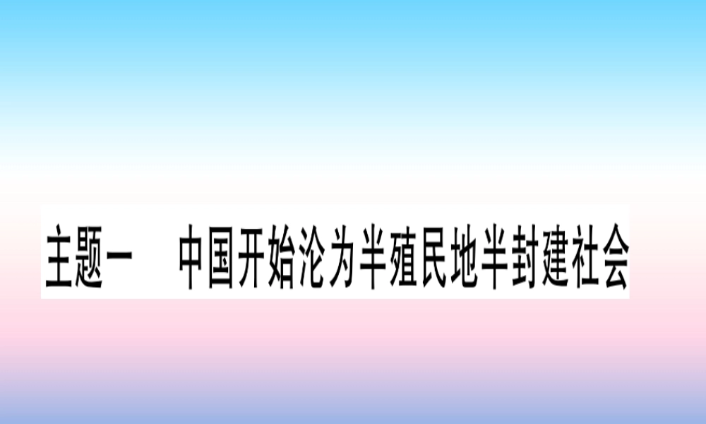 (甘肃专用)中考历史总复习 第一篇 考点系统复习 板块二 中国近代史 主题一 中国开始沦为半殖民地半封建社会(精讲)课件