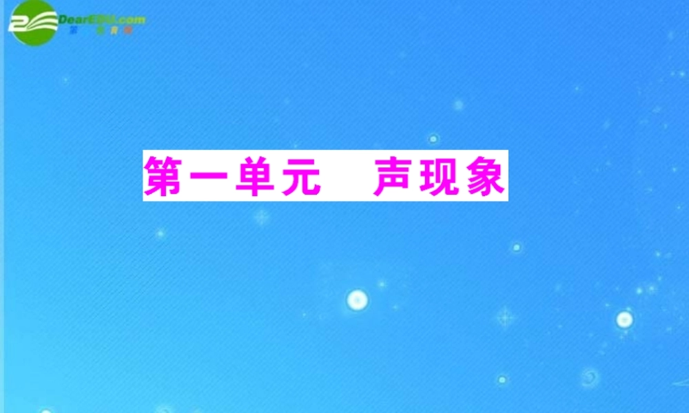 中考物理复习 第1单元 声现象课件 人教新课标版 课件