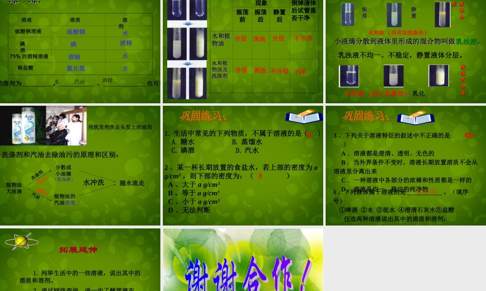 九年级化学下册 第九单元 课题1 溶液的形成课件1 (新版)新人教版 课件