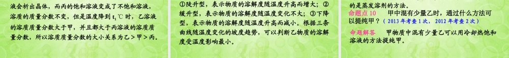 (湖南专用)中考化学总复习 第一部分 第九单元 溶液课件(考点清单+13年中考试题) 课件