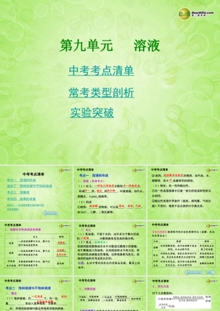 (湖南专用)中考化学总复习 第一部分 第九单元 溶液课件(考点清单+13年中考试题) 课件