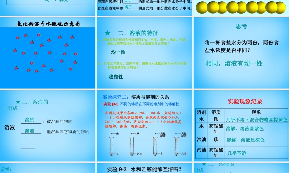 九年级化学下册 91 溶液的形成课件 (新版)新人教版 课件