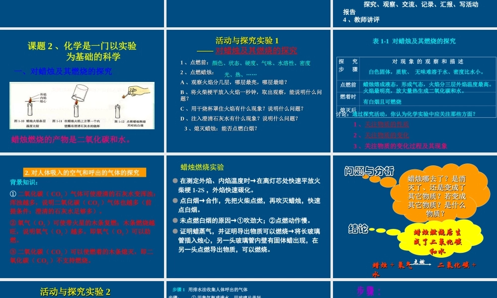 九年级化学 课题2 化学是一门以实验为基础的科学课件  人教新课标版 课件