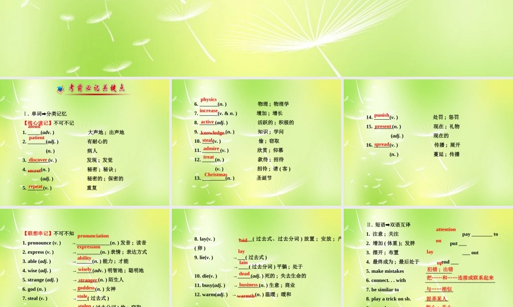 中考英语 Units 1 2复习课件 人教新目标版 课件