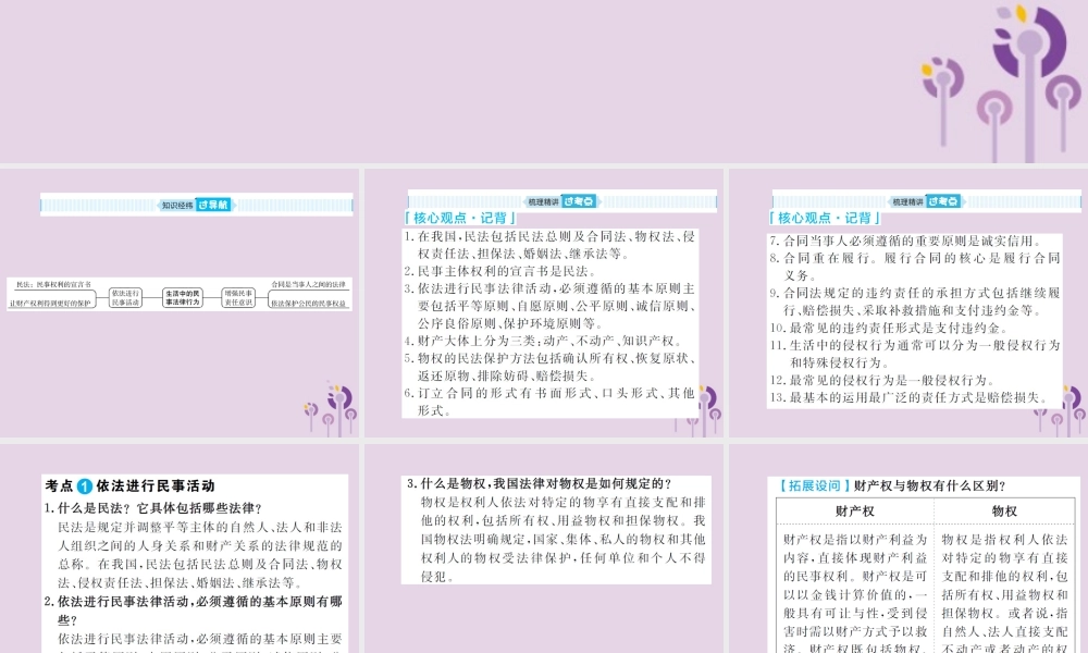 中考道德与法治总复习 九下 第五单元 生活中的民事法律行为课件