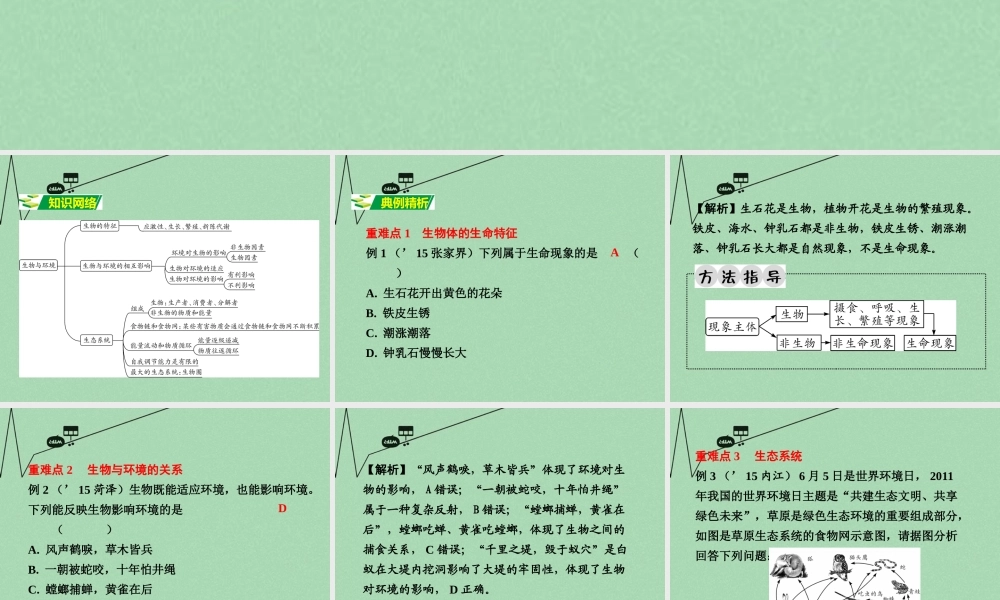 中考生物 第二部分 重点专题突破 专题三 生物与环境复习课件 苏教版 课件
