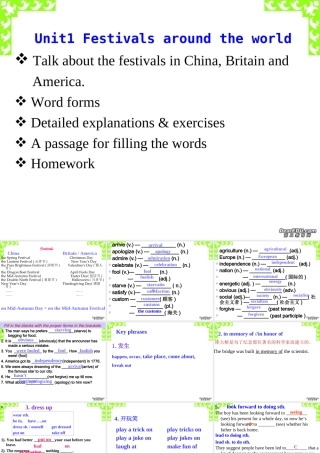 Unit1 Festivals around the world 课件