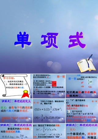 七年级数学上册 3.3 整式 3.3.1 单项式教学课件1 (新版)华东师大版 课件