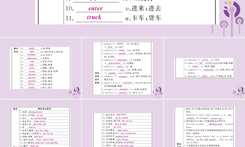 中考英语复习 第一篇 教材过关 九全 第19课时 Units 7 8课件