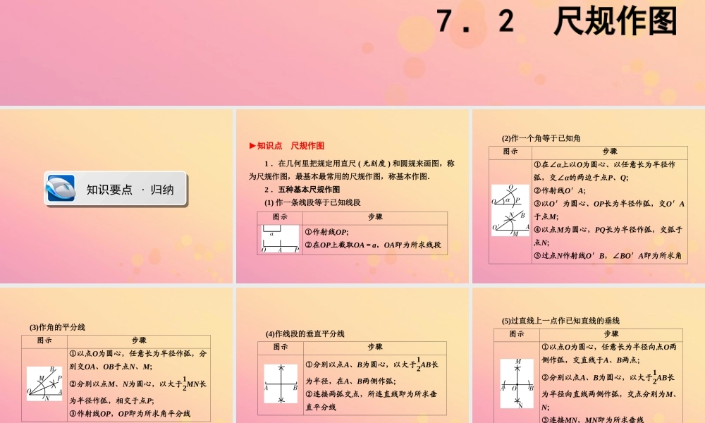 (陕西专版)中考数学新突破复习 第一部分 教材同步复习 第七章 视图与变换 72 尺规作图课件