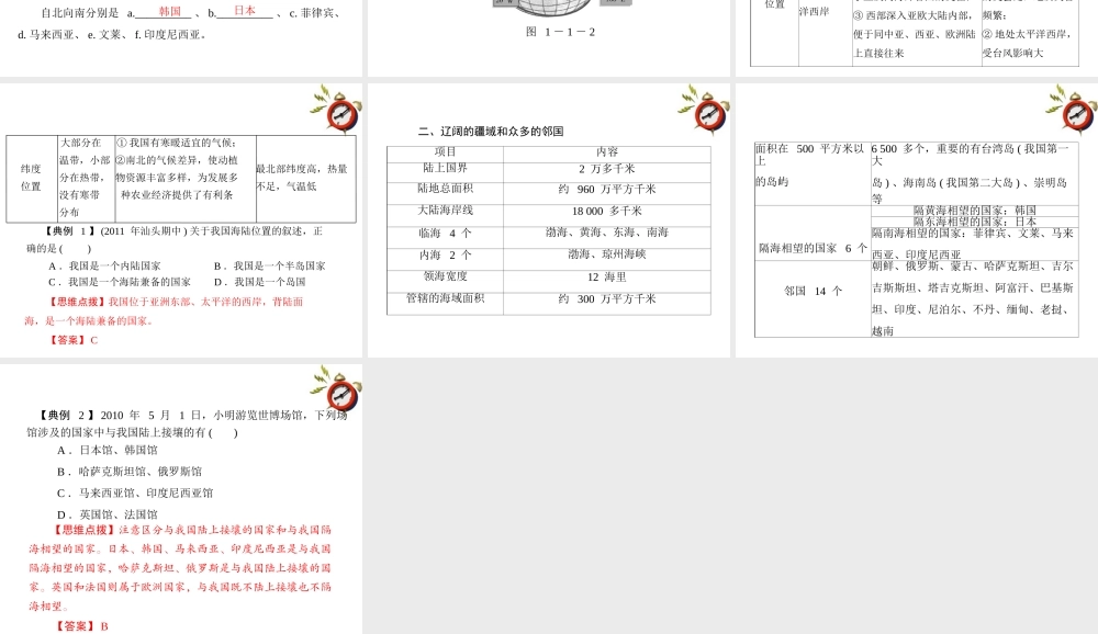 (随堂优化训练)八年级地理上册 第一章 第一节 中国的疆域课件 湘教版 课件