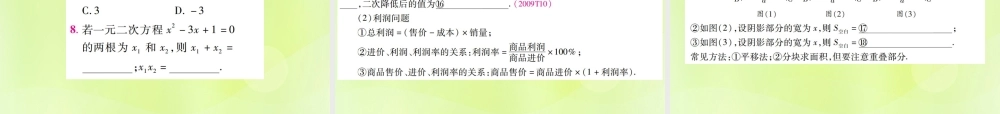 中考数学总复习 第二单元 方程(组)与不等式(组)第6课时 一元二次方程及其应用(考点整合)课件