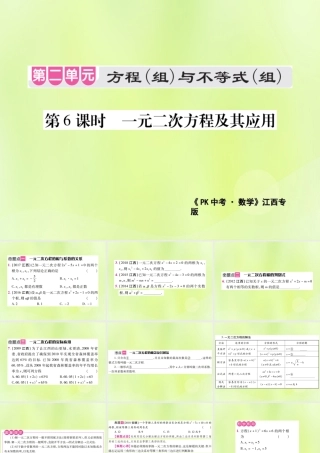 中考数学总复习 第二单元 方程(组)与不等式(组)第6课时 一元二次方程及其应用(考点整合)课件