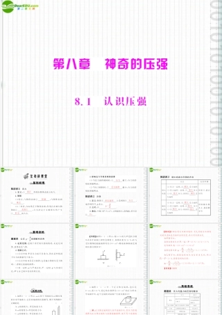 (随堂优化训练)八年级物理下册 第八章 8.1 认识压强配套课件 粤沪版 课件