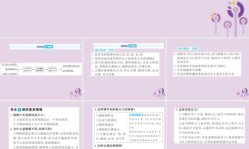 中考道德与法治总复习 七下 第七单元 心中拥有灿烂阳光课件
