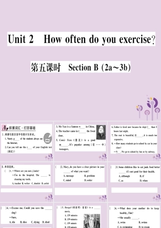 (通用版)八年级英语上册 Unit 2 How often do you exercise(第5课时)习题课件 (新版)人教新目标版 课件