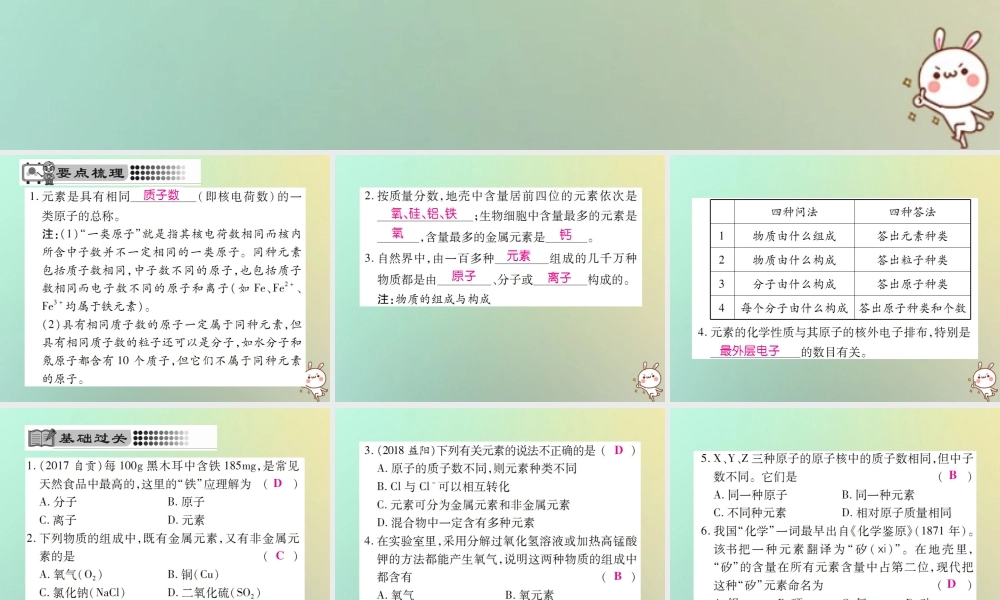 九年级化学上册 第三单元 物质构成的奥秘 课题3 元素 第1课时 元素课件 (新版)新人教版 课件