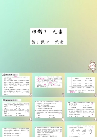 九年级化学上册 第三单元 物质构成的奥秘 课题3 元素 第1课时 元素课件 (新版)新人教版 课件