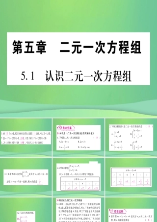 (江西专用)八年级数学上册 第5章 二元一次方程组 5.1 认识二元一次方程组作业课件 (新版)北师大版 课件