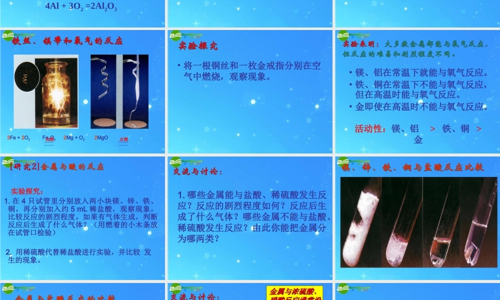 九年级化学 金属的化学性质课件 鲁教版 课件