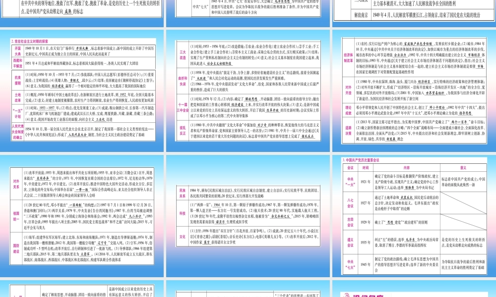 (甘肃专用)中考历史总复习 第二篇 知能综合提升 专题三 中国共产党的光辉历程课件