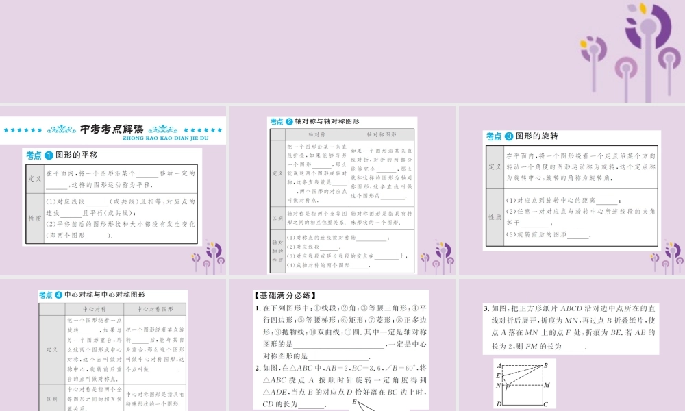 中考数学总复习 第七章 第二节 图形的平移、对称与旋转课件