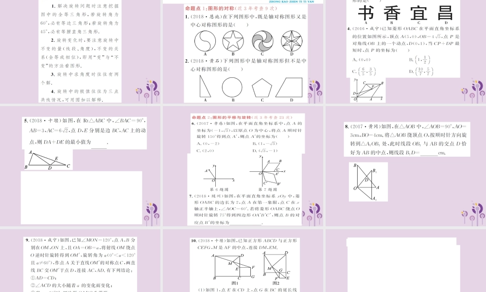 中考数学总复习 第七章 第二节 图形的平移、对称与旋转课件