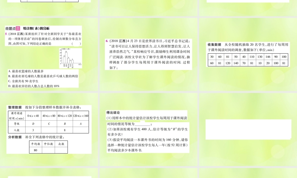中考数学总复习 第八单元 统计与概率 第29课时 统计(考点整合)课件