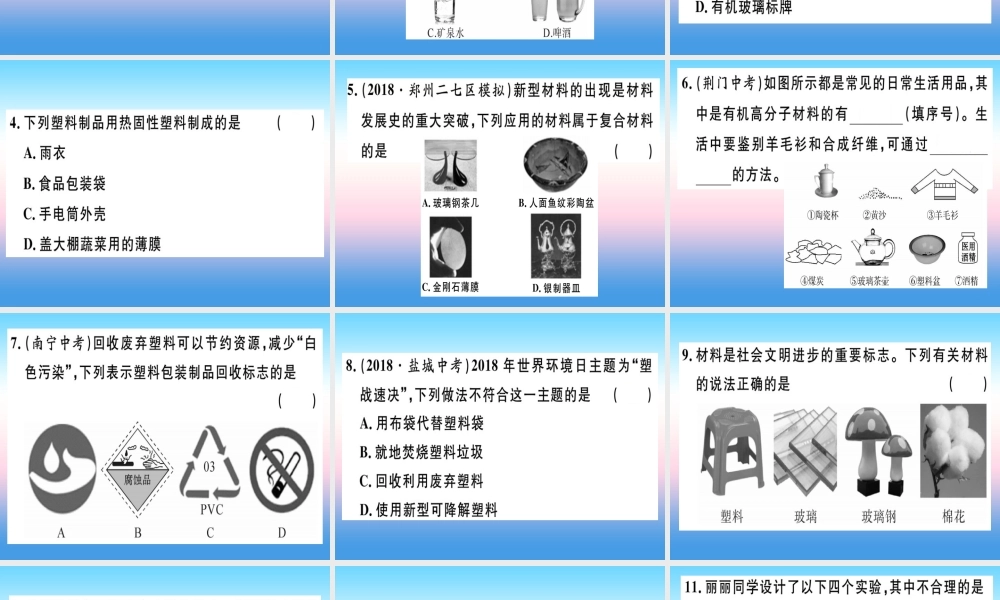 九年级化学下册 第十二单元 化学与生活 课题3 有机合成材料习题课件 新人教版 课件