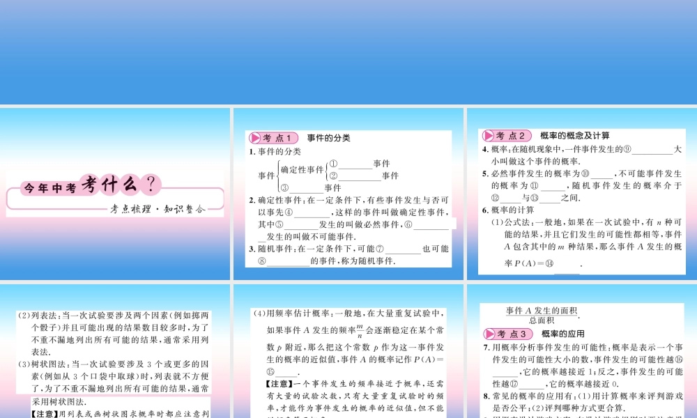 (课标版通用)中考数学一轮复习 第8章 统计与概率 第31节 概率习题课件