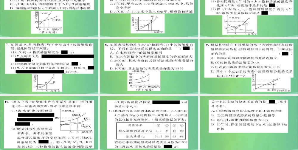 九年级化学上册 专题3 溶解度及溶解度曲线课件 (新版)新人教版 课件
