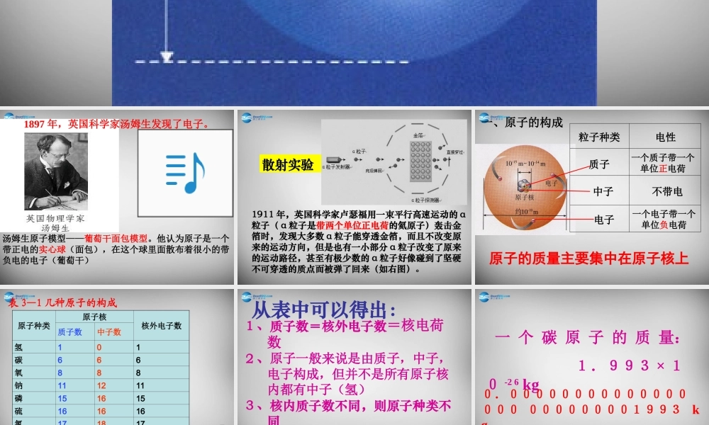 九年级化学上册 32 原子的结构课件1 (新版)新人教版 课件